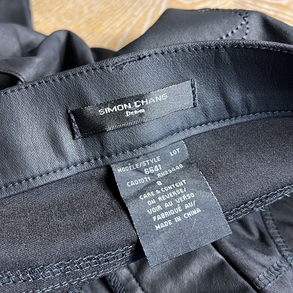 SIMON CHANG Dark Brown Coated Pant 8 - Picture 9 of 9